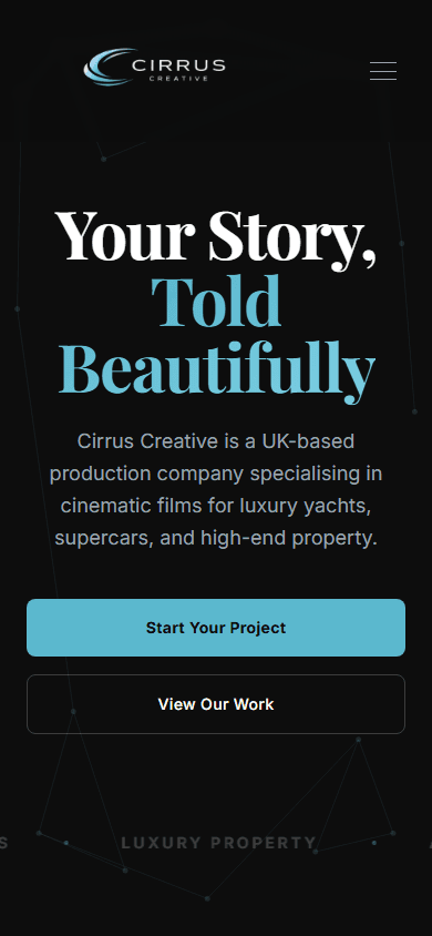 Cirrus Creative mobile layout
